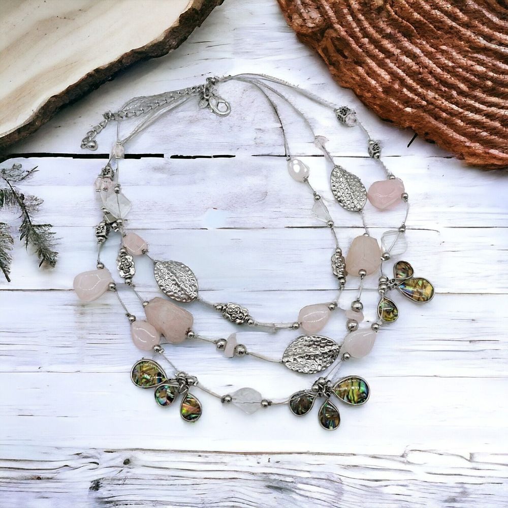 Chico's Statement Necklace Multi Layer Abalone St… - image 8